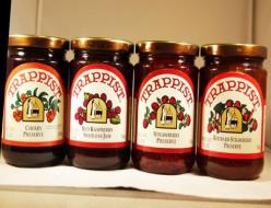 RED Quartet of Trappist Jelly: Strawberry, Red Raspberry, Cherry, Rhubarb-Strawberry